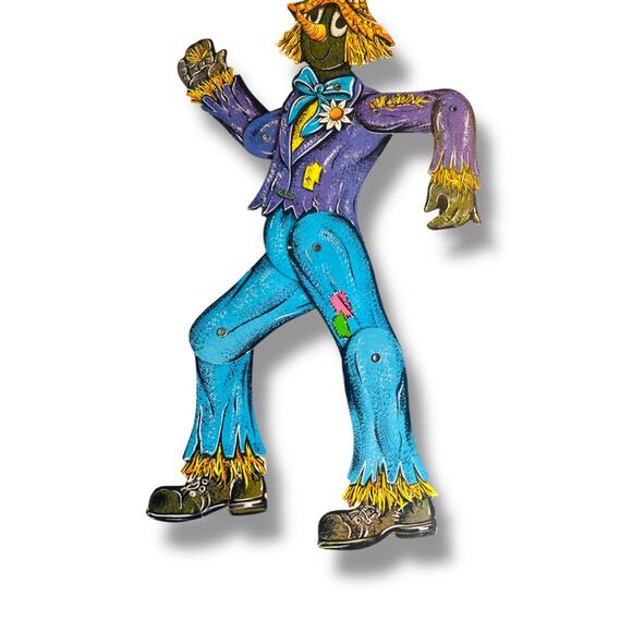Vintage Articutated Scarecrow Decor Fall Autumn 15.5" Beistle USA Die Cut - Picture 2 of 7